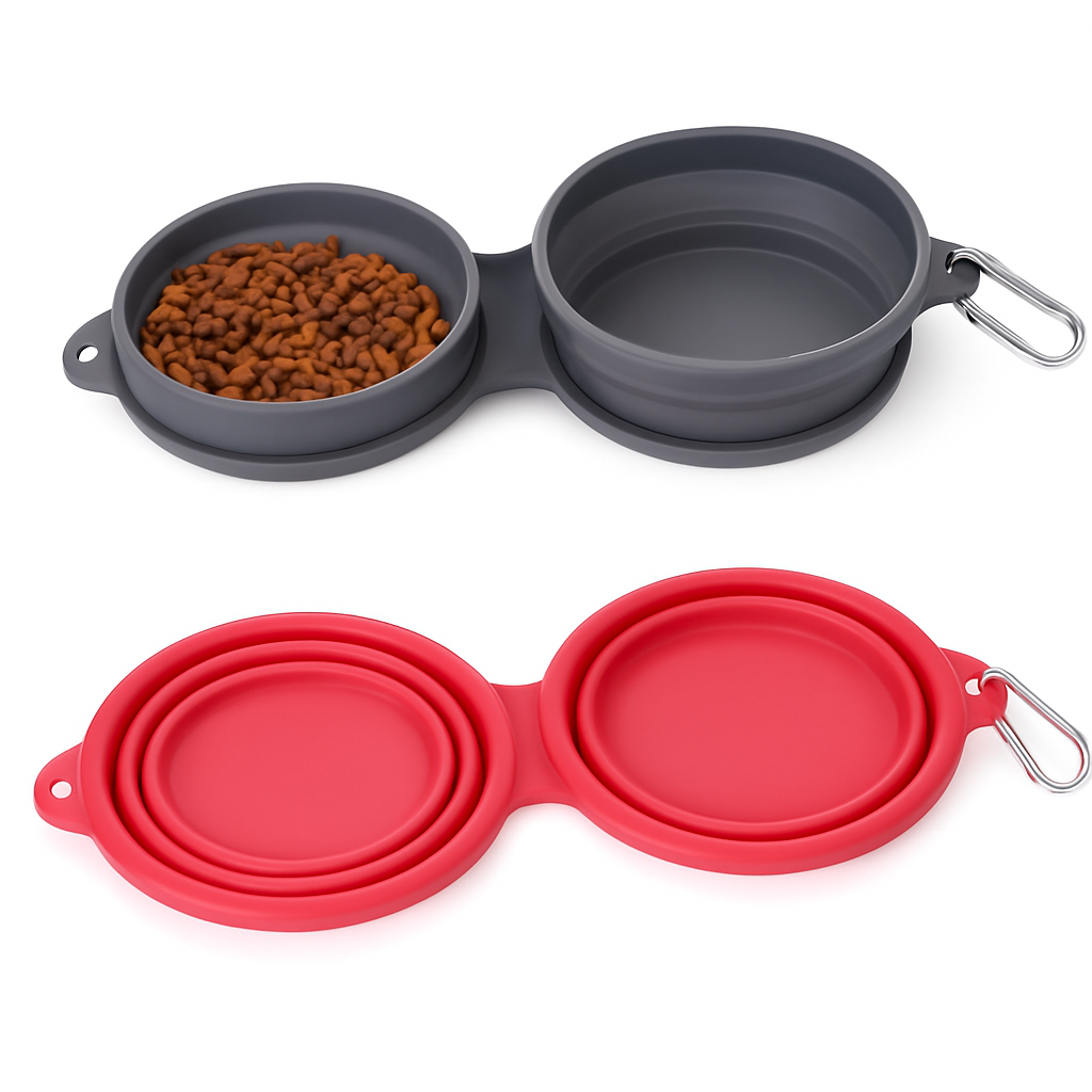 Travel Friendly Foldable Double Pet Bowl
